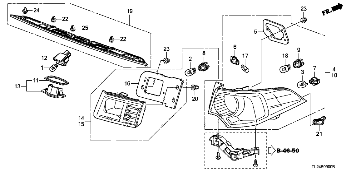 34150-TL0-A11 - Genuine Acura Light Assy., R. Lid