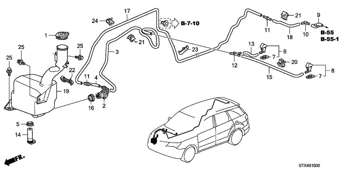 76873-stx-a00 - Genuine Acura Tank, Washer (4.0l, Fr.-rr.)