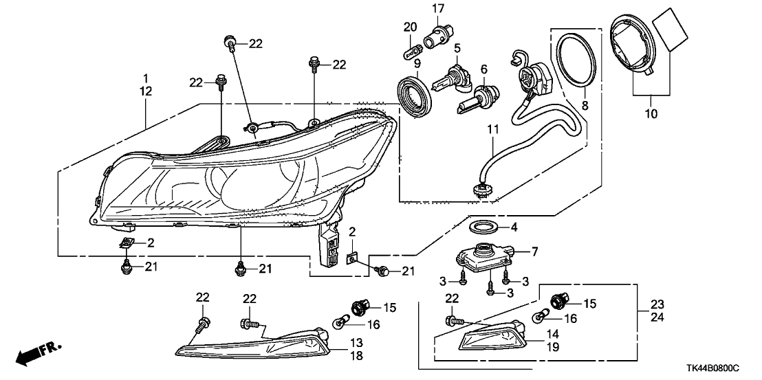 33101TK4A11 Genuine Acura Headlight Unit, R.