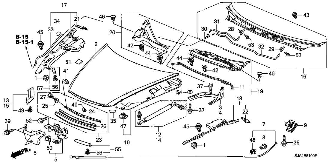 74207-SJA-A00 - Genuine Acura Garnish, L. FR. Fender