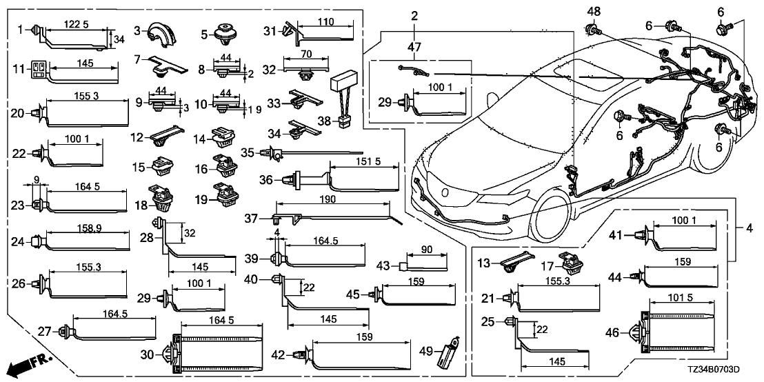 32160-TZ4-A02 - Genuine Acura Wire Harn,L Side