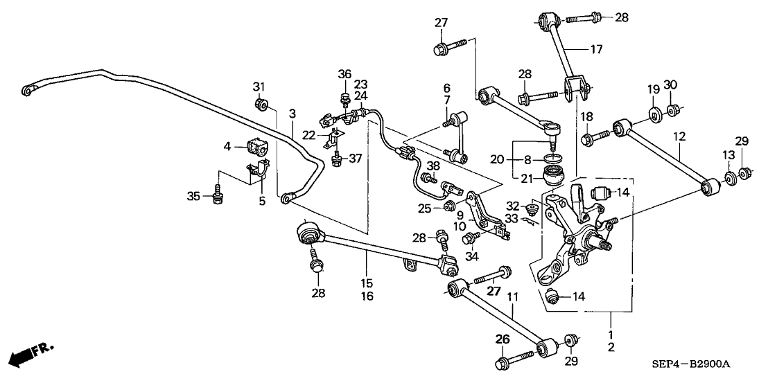 52360-SEP-A01 - Genuine Acura Arm, RR. Control