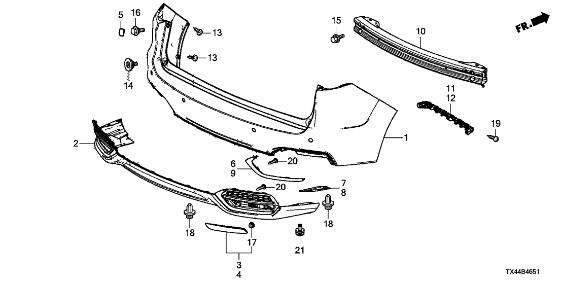 04715-TX4-A60ZZ - Genuine Acura Face, RR. Bumper (Upper) (Dot)