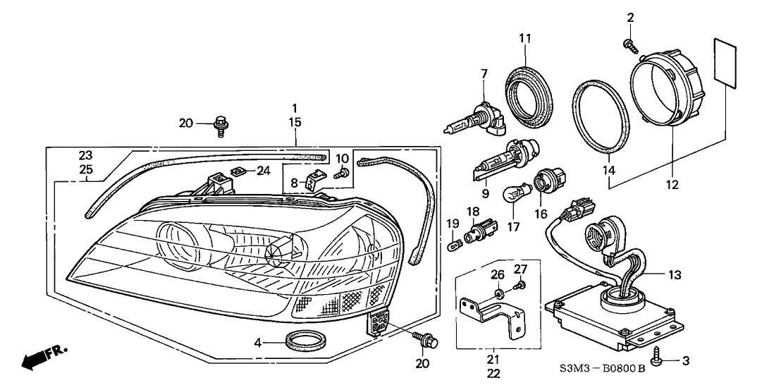 33151S3MA12 Genuine Acura Headlight Unit, L