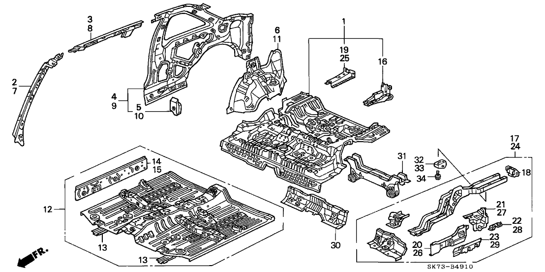 1990 Acura Integra 3 Door GS KA 5MT Inner Panel