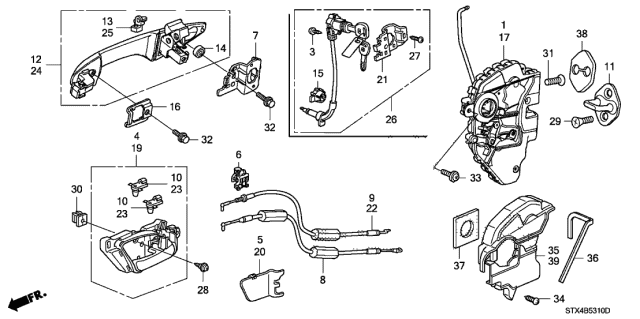 72173-STX-A00 Genuine Acura Cable, Left Front Door Lock