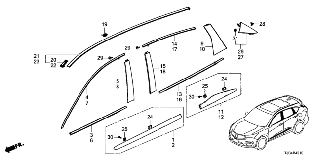 72430-TJB-A01 Genuine Acura Garnish Assembly, Front