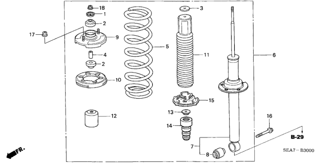 Rear Shock Absorber - 2007 Acura TSX 4 Door TSX KA 5AT