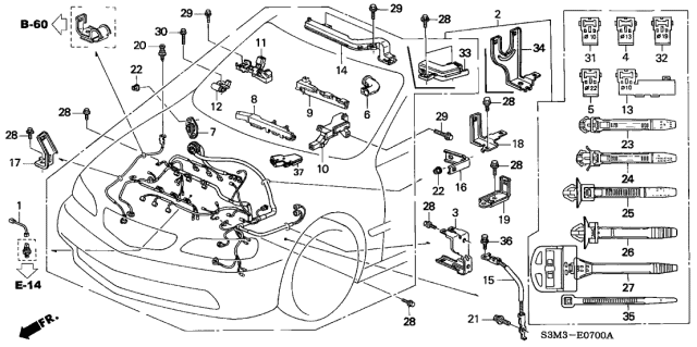 Engine Wire Harness - 2001 Acura CL 2 Door PREM KA 5AT