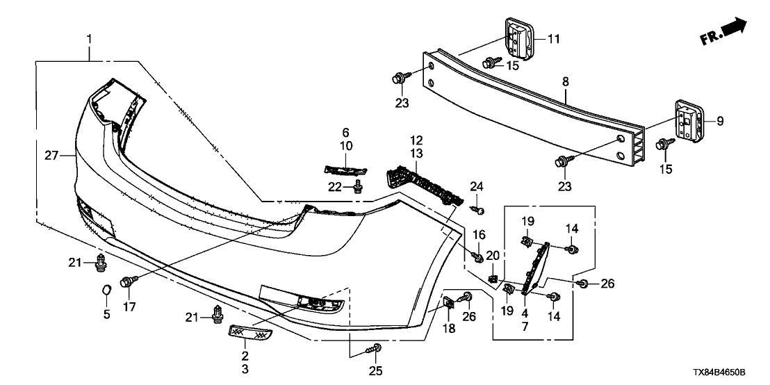 Acura 71585-TX8-A00ZZ Extension, Left Rear Bumper