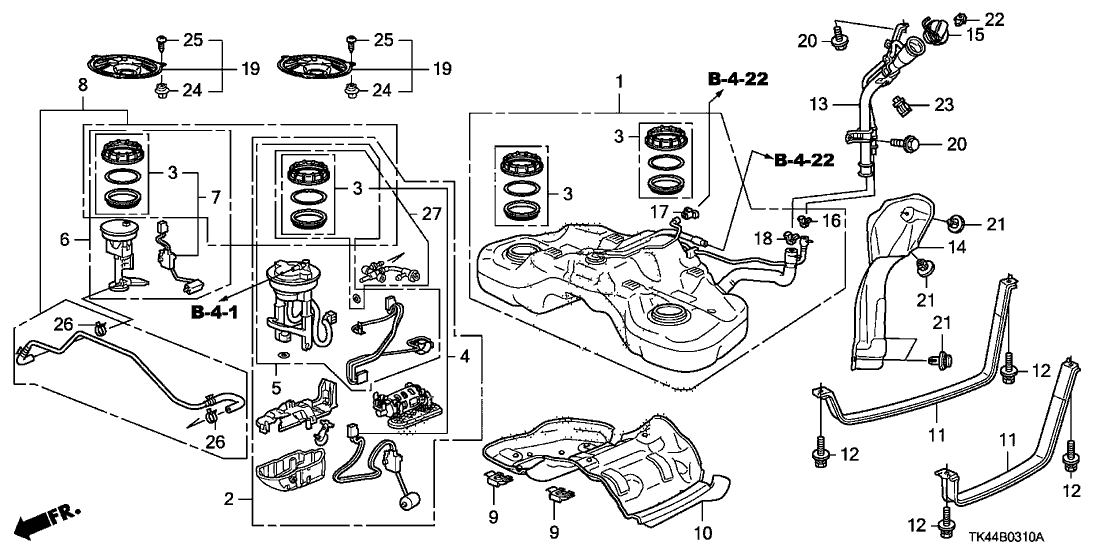 Acura 17045-TK5-A01 Fuel Pump Module Set