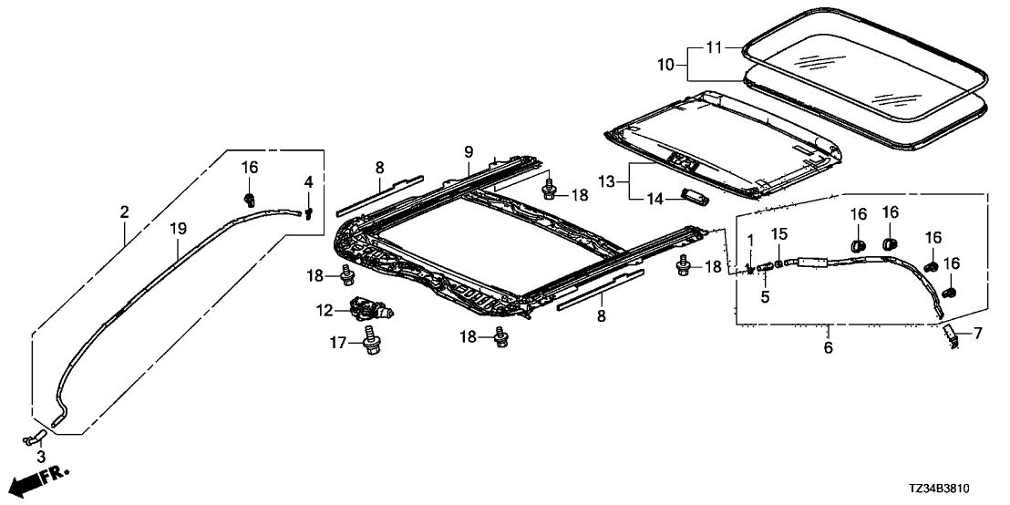 Acura 70100-TZ3-A01 Sunroo Frame Complete