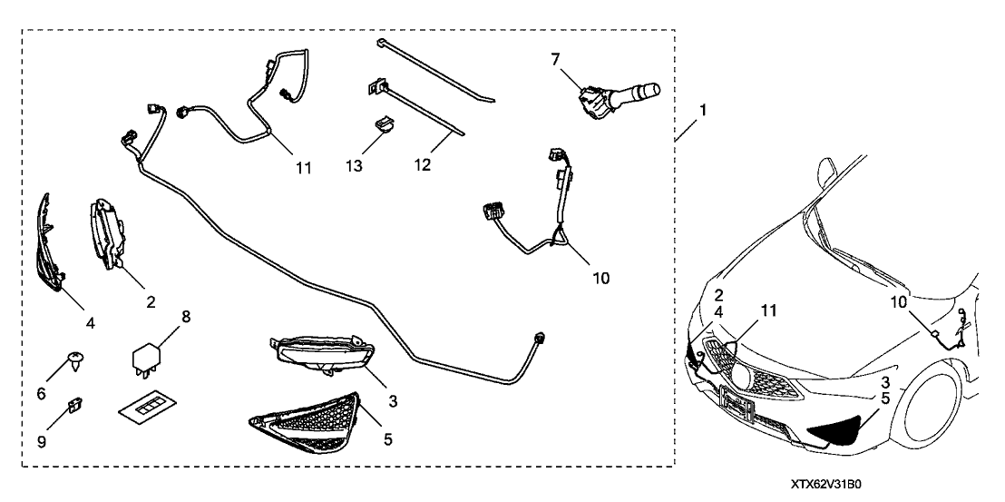 Acura 08V31-TX6-2B032 Subharness, Foglight