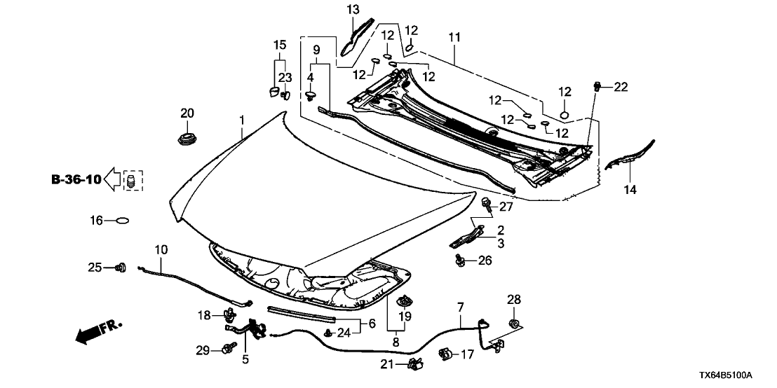 Acura 74141-TX6-A00 Hood Insulator