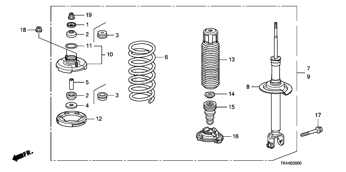 Acura 52620-TK5-A03 Left Rear Shock Absorber Assembly