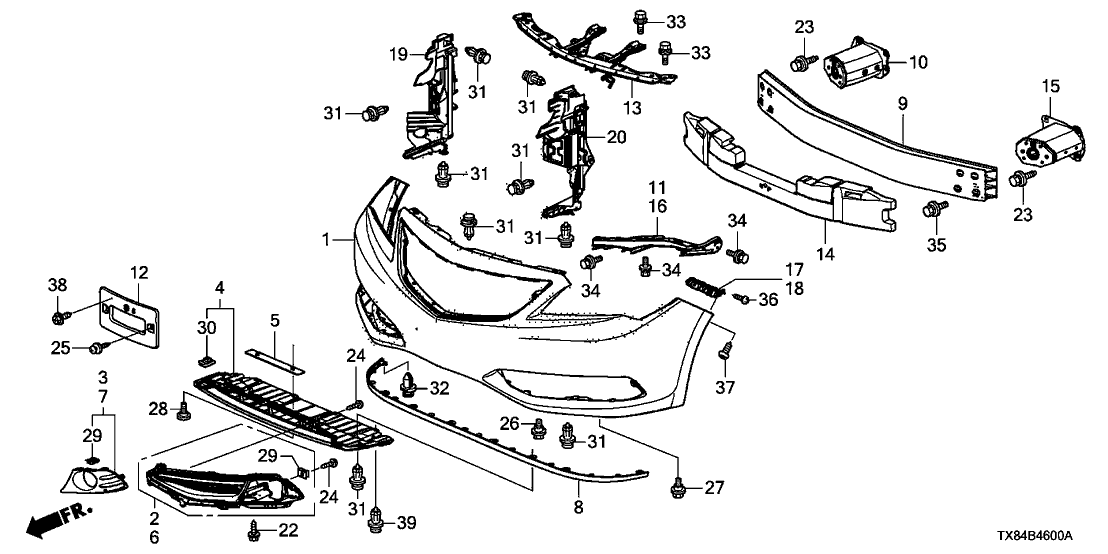 Acura 71106-TX6-A00 Weight, Front Bumper