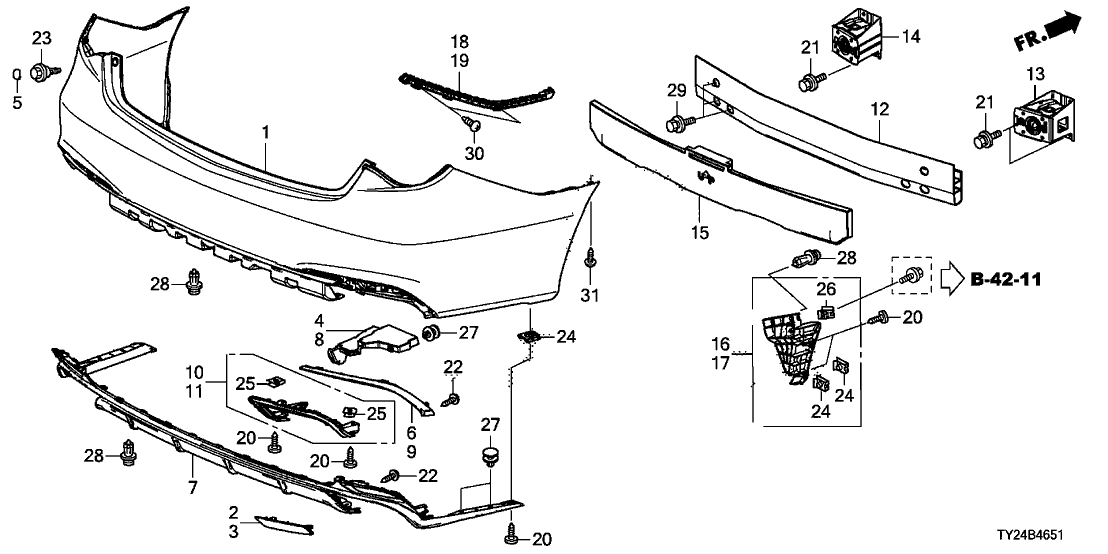 Acura 71570-TY2-A50 Abs, Rear Bumper