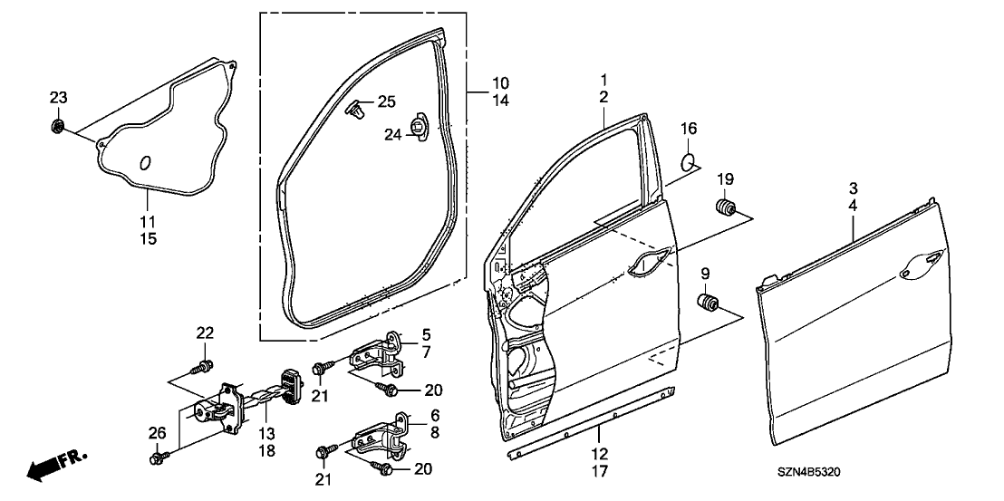 Acura 67420-SZN-A01ZZ Hinge, Right Front Door (Lower)