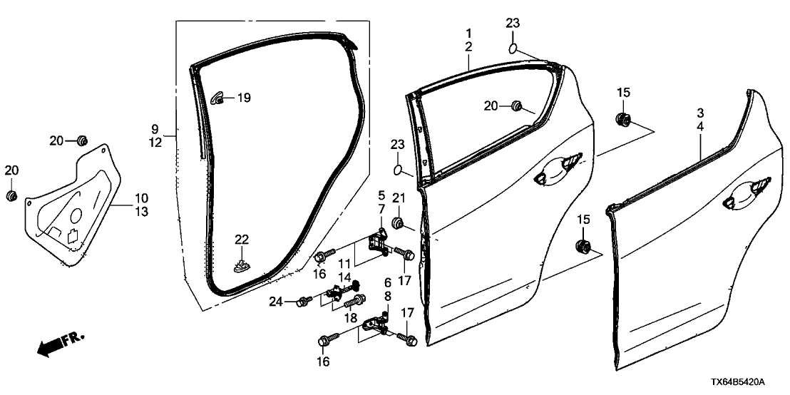 Acura 67920-TX6-H01ZZ Hinge, Right Rear Door (Lower)