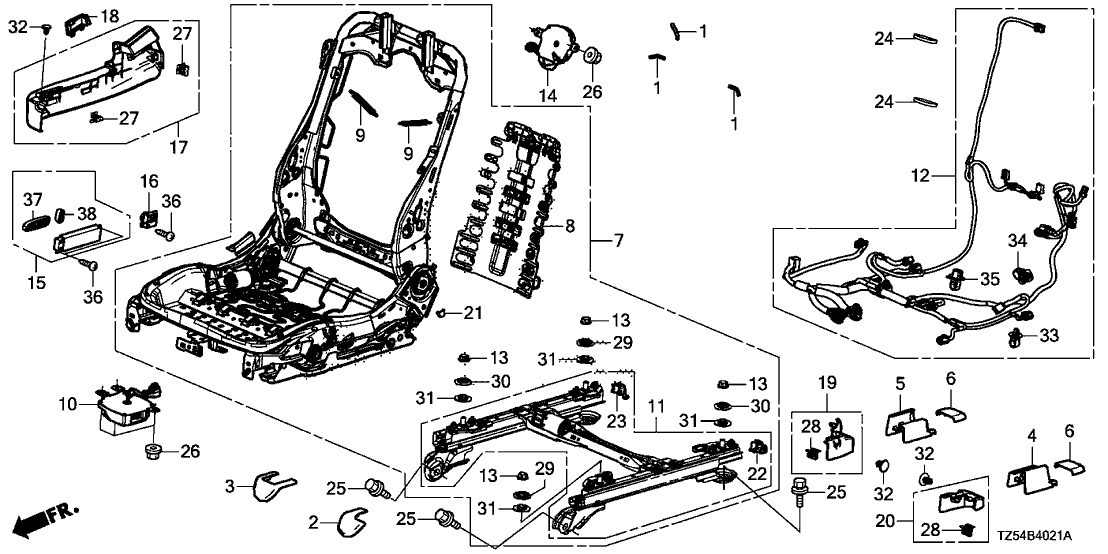 Acura 81126-TYR-C21 Frame, Right Front Seat