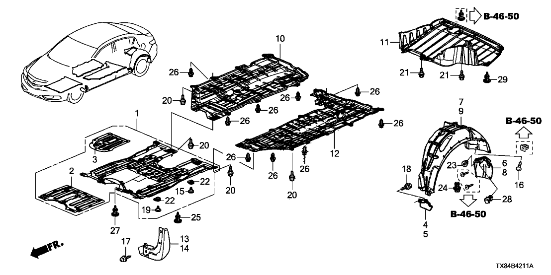 Acura 74656-TX8-A00 Cover, Left Front Floor (Lower)