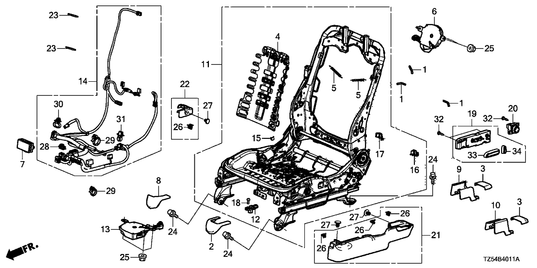 Acura 81526-TYR-C21 Frame, Left Front Seat