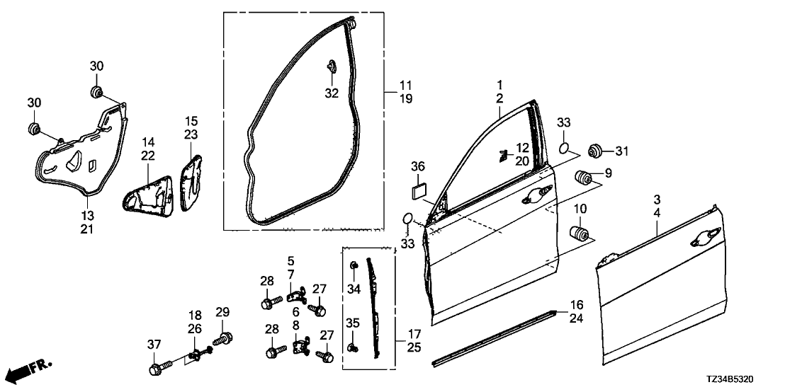 Acura 67460-TZ3-A02ZZ Left Front Door L Hinge