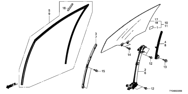 2014 Acura RLX Sash, Left Front Door Center (Lower) Diagram for 72271-TY2-A01