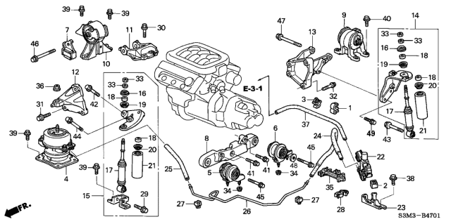 2003 Acura CL Engine Mounting Assembly, Front Diagram for 50800-S0K-A82