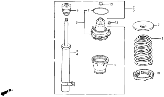 1986 Acura Legend Shock Absorber Assembly, Left Rear Diagram for 52620-SD4-A00