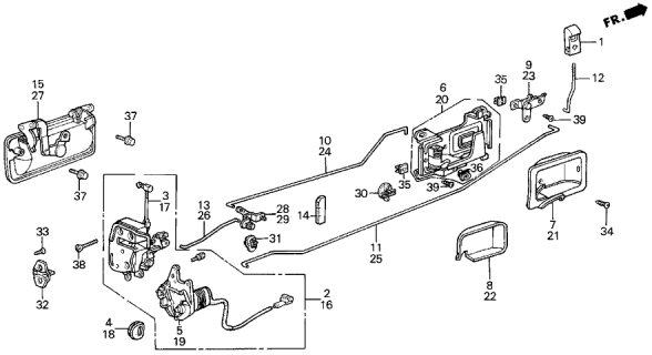 1986 Acura Legend Left Rear Door Power Lock Assembly Diagram for 72650-SD4-003