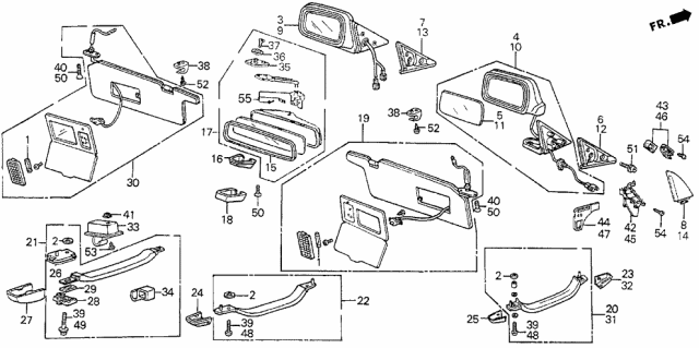 1989 Acura Legend Passenger Side Door Mirror Assembly (Heated) Diagram for 76200-SD4-A04