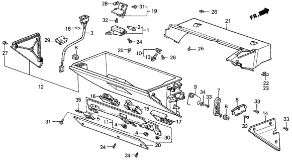 1986 Acura Legend Lock Assembly, Glove Box (Palmy Blue) Diagram for 77520-SD4-003ZB