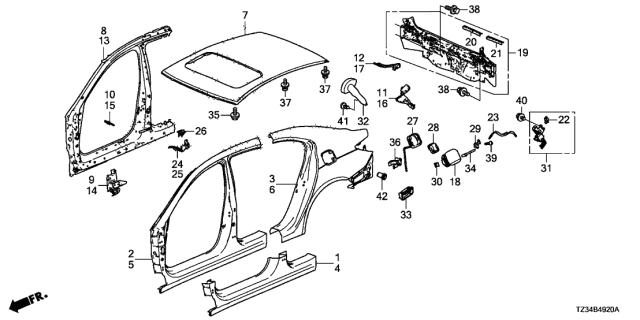 2020 Acura TLX Outer Panel - Rear Panel Diagram