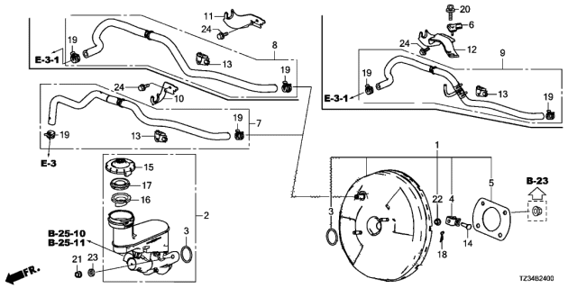 2018 Acura TLX Master Cylinder Assembly Diagram for 46100-TP6-A12