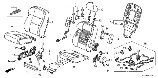 2011 Acura RDX Heater, Right Front Seat Cushion Diagram for 81134-STK-A11