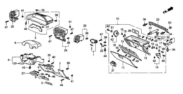 1994 Acura Integra Lid Assembly, Fuse Diagram for 77222-SR2-000