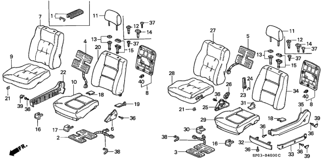 1992 Acura Legend Left Front Seat Cushion Cover (Excel Charcoal) (Leather) Diagram for 81531-SP0-C72ZC