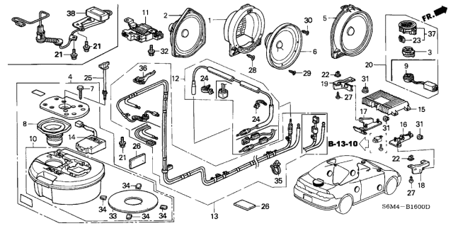 2004 Acura RSX Rear Speaker Assembly (16Cm) (Single Cone) Diagram for 39120-S6M-A21