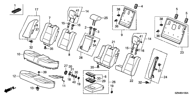 2011 Acura ZDX Rear Arm Rest (Umber Tan) Diagram for 82980-SZN-A51ZD