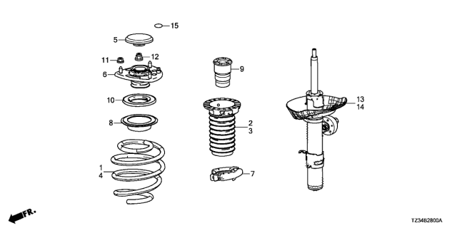 2015 Acura TLX Spring Right Front Diagram for 51401-TZ7-A02