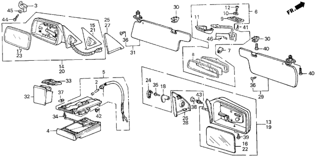 1988 Acura Integra Driver Side Sunvisor Assembly (Smooth Beige) Diagram for 88220-SD2-A61ZC