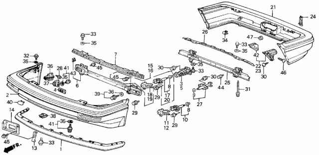 1989 Acura Integra Bracket, Front License Plate Diagram for 71106-SD2-A00