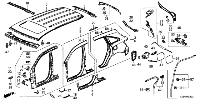 2017 Acura MDX Separator, Left Front Diagram for 63542-TZ5-A01
