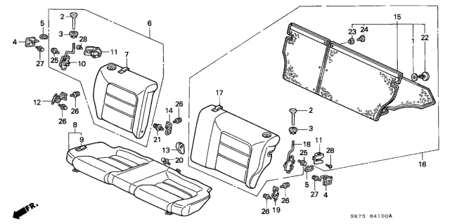 1990 Acura Integra Cushion Assembly, Rear Seat (Palmy Blue/Palmy Blue) Diagram for 82130-SK7-A41ZB