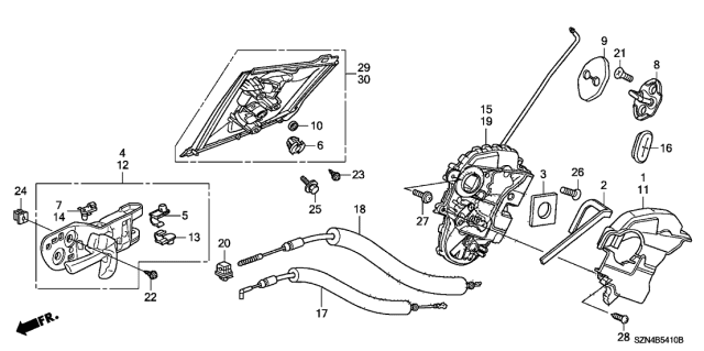 2012 Acura ZDX Right Rear Door Handle Assembly (Outer) Diagram for 72640-SZN-A01