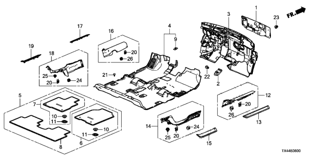 2014 Acura RDX Carpet Assembly, Floor (Mat Sandstorm) Diagram for 83301-TX4-A01ZA