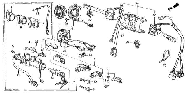 1989 Acura Legend Lock Set Diagram for 35010-SG0-L80