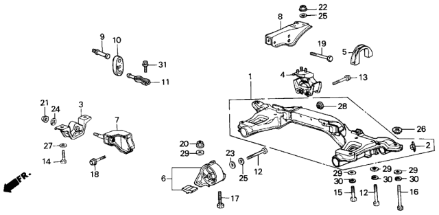 1988 Acura Integra Bolt, Transmission Mounting Diagram for 50851-SD2-A00