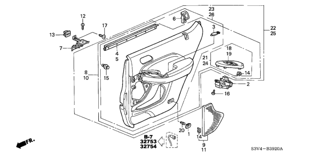 2006 Acura MDX Panel, Right Rear Switch (Burled Wood) Diagram for 83710-S3V-A10ZB
